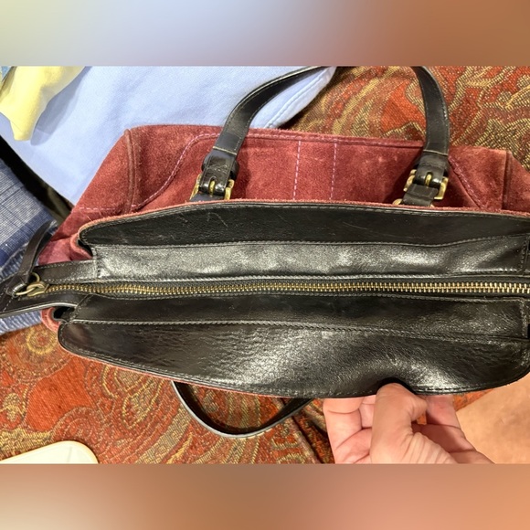 Coach Hamilton Suede Tote Bag Carryall Purse Eggplant Purple - Picture 11 of 11